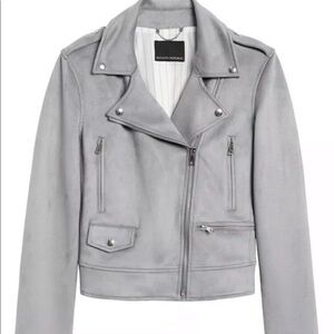 Banana Republic Gray Women's Vegan Suede Motorcycle Moto Jacket Small S
